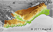 Physical 3D Map of Icel, desaturated