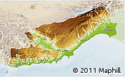 Physical 3D Map of Icel, lighten