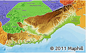 Physical 3D Map of Icel, political outside
