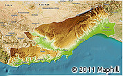 Physical 3D Map of Icel, satellite outside