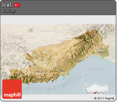 Satellite 3D Map of Icel, lighten