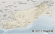 Shaded Relief 3D Map of Icel, semi-desaturated