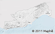 Silver Style 3D Map of Icel, single color outside