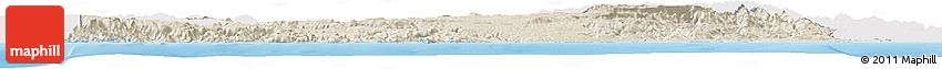 Shaded Relief Horizon Map of Icel, single color outside