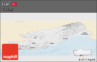 Classic Style Panoramic Map of Icel, single color outside