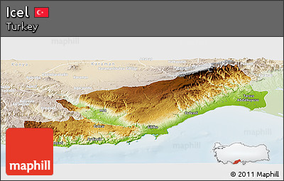 Physical Panoramic Map of Icel, lighten