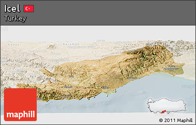 Satellite Panoramic Map of Icel, lighten