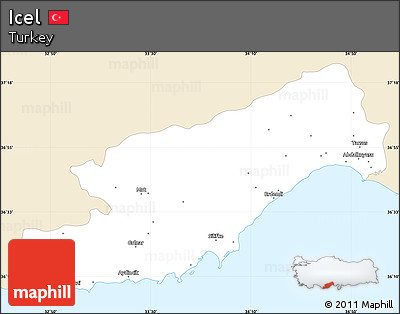 Classic Style Simple Map of Icel, single color outside