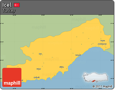 Savanna Style Simple Map of Icel, single color outside
