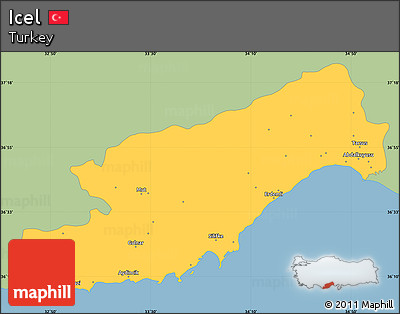 Savanna Style Simple Map of Icel, single color outside