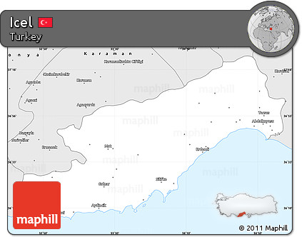 Silver Style Simple Map of Icel