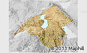 Satellite 3D Map of Isparta, lighten, desaturated