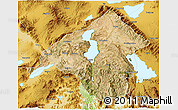 Satellite 3D Map of Isparta, physical outside