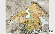 Satellite 3D Map of Isparta, semi-desaturated