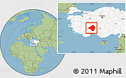 Savanna Style Location Map of Isparta, highlighted country