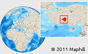 Shaded Relief Location Map of Isparta