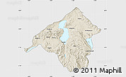 Shaded Relief Map of Isparta, single color outside