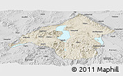 Shaded Relief Panoramic Map of Isparta, desaturated