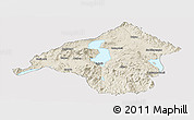 Shaded Relief Panoramic Map of Isparta, single color outside