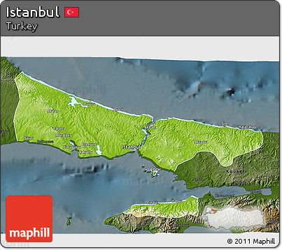 Physical 3D Map of Istanbul, darken
