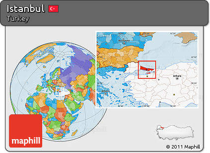 Political Location Map of Istanbul, highlighted country