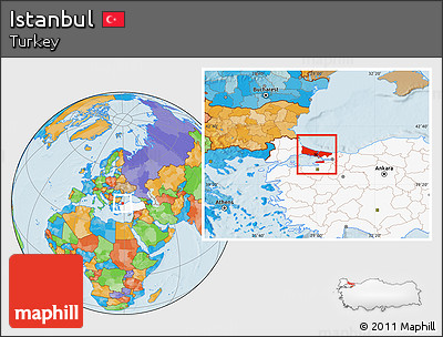 Political Location Map of Istanbul, highlighted country