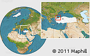 Satellite Location Map of Istanbul, highlighted country, within the entire country