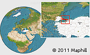 Satellite Location Map of Istanbul, highlighted country