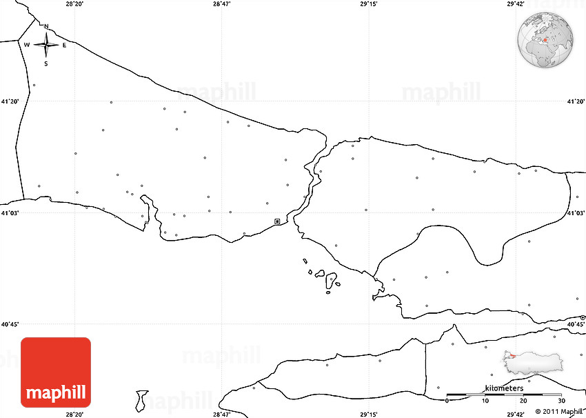Blank Simple Map of Istanbul, no labels