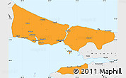 Political Simple Map of Istanbul, single color outside, borders and labels