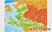 Physical 3D Map of Izmir, political outside