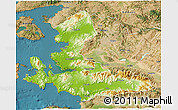 Physical 3D Map of Izmir, satellite outside