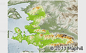 Physical 3D Map of Izmir, semi-desaturated