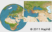 Satellite Location Map of Izmir, within the entire country