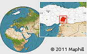 Satellite Location Map of K. Maras, highlighted country