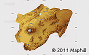 Physical Map of Kayseri, cropped outside