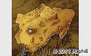 Physical Map of Kayseri, darken