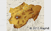 Physical Map of Kayseri, shaded relief outside