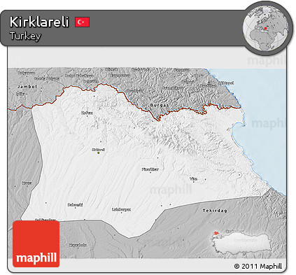 Gray 3D Map of Kirklareli