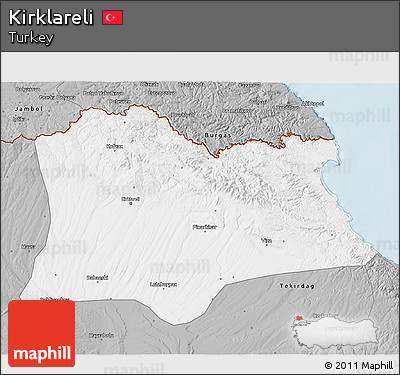 Gray 3D Map of Kirklareli