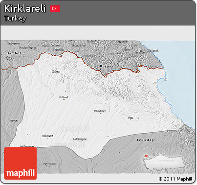 Gray 3D Map of Kirklareli