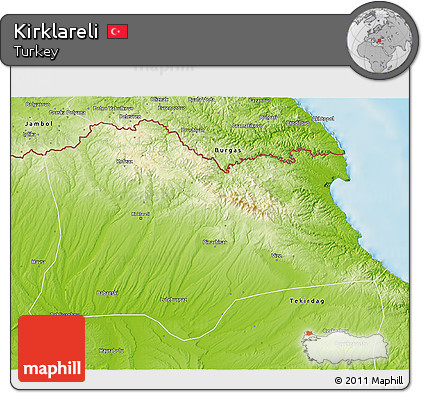 Physical 3D Map of Kirklareli