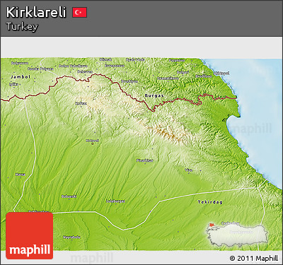 Physical 3D Map of Kirklareli