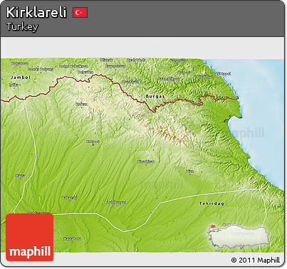 Physical 3D Map of Kirklareli