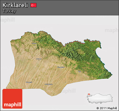 Satellite 3D Map of Kirklareli, cropped outside