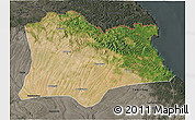 Satellite 3D Map of Kirklareli, darken, semi-desaturated