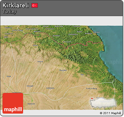 Satellite 3D Map of Kirklareli