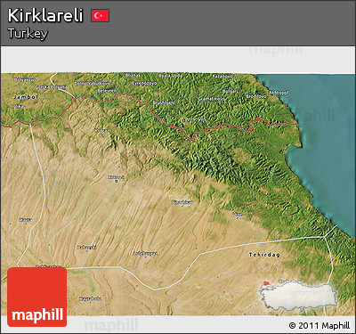 Satellite 3D Map of Kirklareli