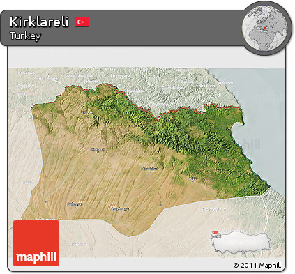 Satellite 3D Map of Kirklareli, lighten