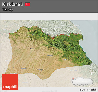 Satellite 3D Map of Kirklareli, lighten